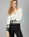 WHITE DROP NECK SWEATER