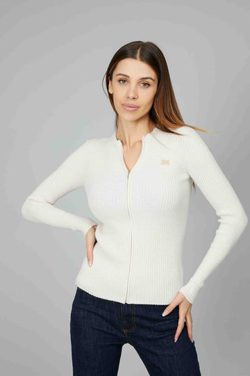 CARDIGAN ZIP A COSTE WHITE