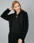 SWEATSHIRT WITH ZIPPER SLEEVES IN BLACK KNIT