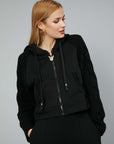 SWEATSHIRT WITH ZIPPER SLEEVES IN BLACK KNIT