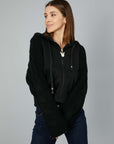 SWEATSHIRT WITH ZIPPER SLEEVES IN BLACK KNIT