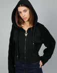 SWEATSHIRT WITH ZIPPER SLEEVES IN BLACK KNIT