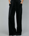 BLACK FLARED CHENILLE TROUSERS