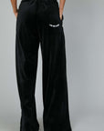 BLACK FLARED CHENILLE TROUSERS