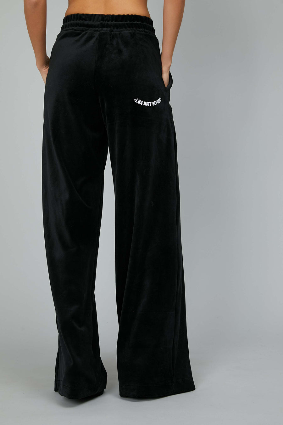 BLACK FLARED CHENILLE TROUSERS