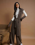 PALAZZO BROWN KNITTED TROUSERS