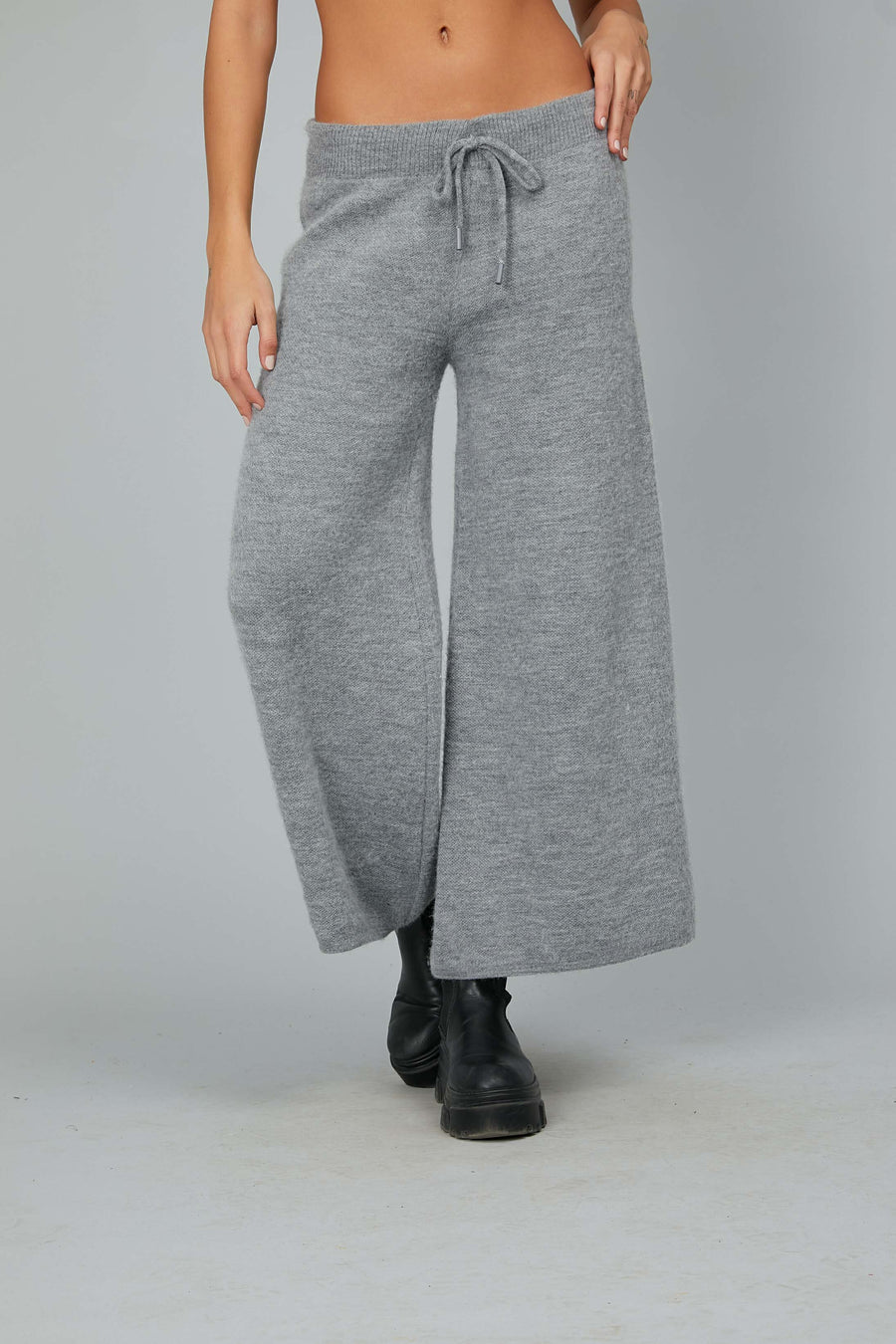 PALAZZO GRAY KNITTED TROUSERS