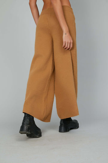 PALAZZO KNITTED PANTS CAMEL