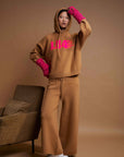 PALAZZO KNITTED PANTS CAMEL