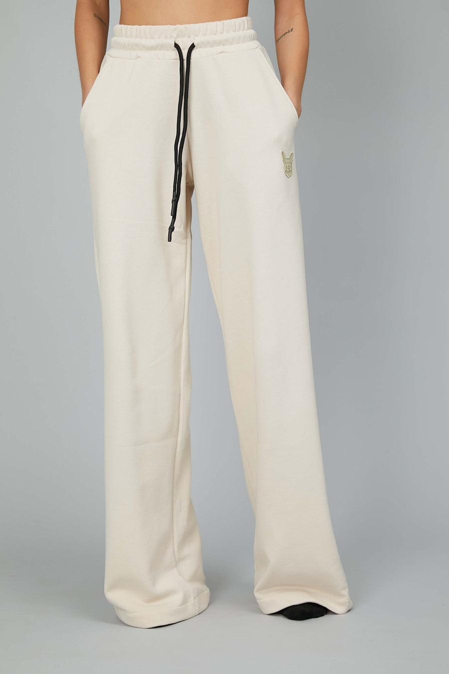 PITTBULL IVORY FLARED TROUSERS