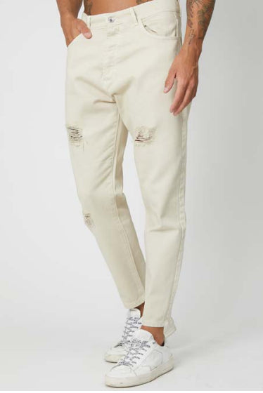 JEANS REGULAR ROTTURE WHITE