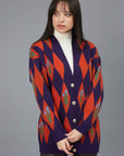 CARDIGAN ROMBI E FIORI RED