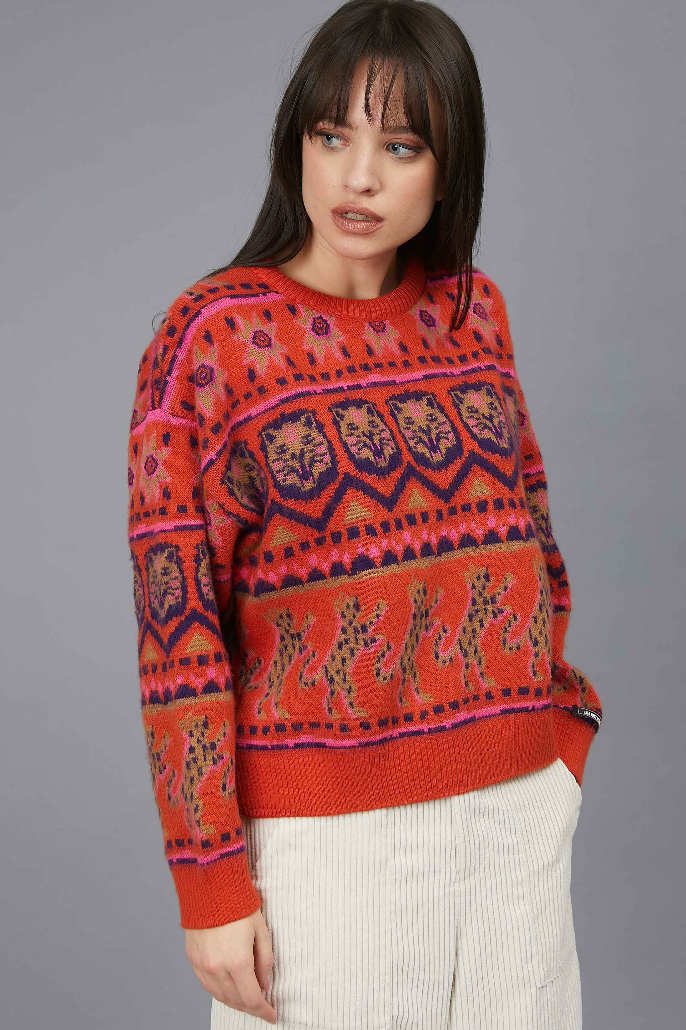 MAGLIA JACQUARD TRIBAL RED