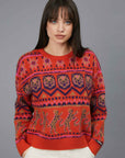 JACQUARD TRIBAL RED JERSEY