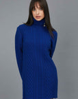 BLUE ROYAL HIGH NECK SWEATER DRESS