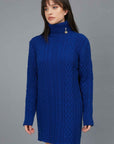 BLUE ROYAL HIGH NECK SWEATER DRESS