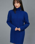 BLUE ROYAL HIGH NECK SWEATER DRESS