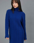 BLUE ROYAL HIGH NECK SWEATER DRESS