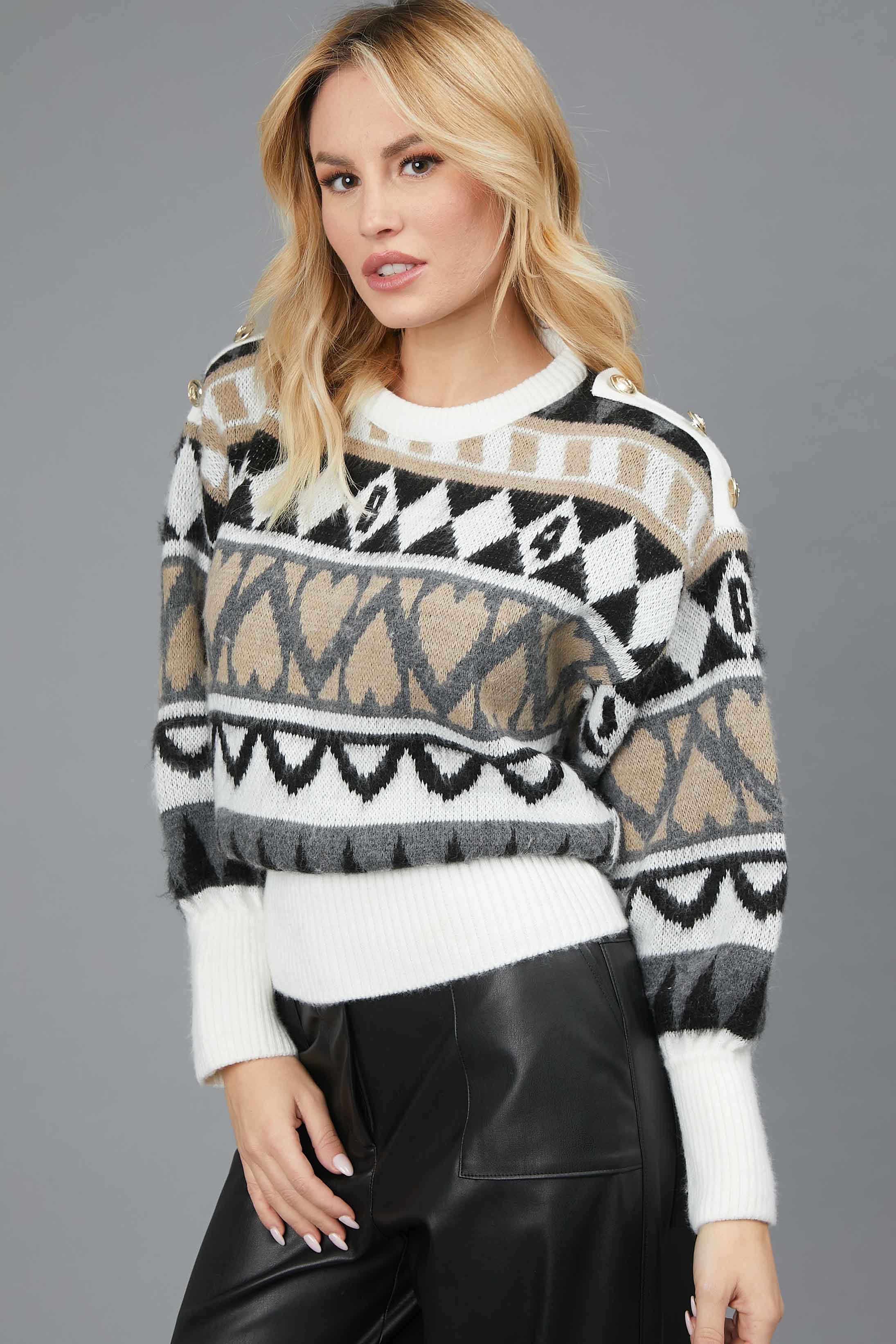HEART JACQUARD SWEATER