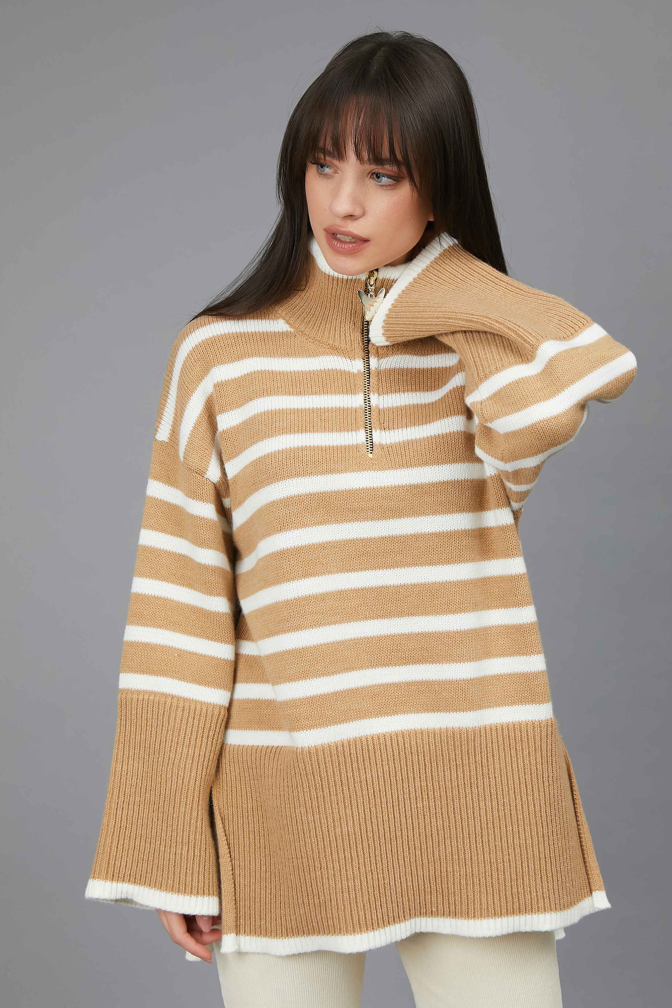 RIGES NECK JERSEY BEIGE