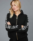 MAGLIONE ZIP BANDA LOGO BLACK