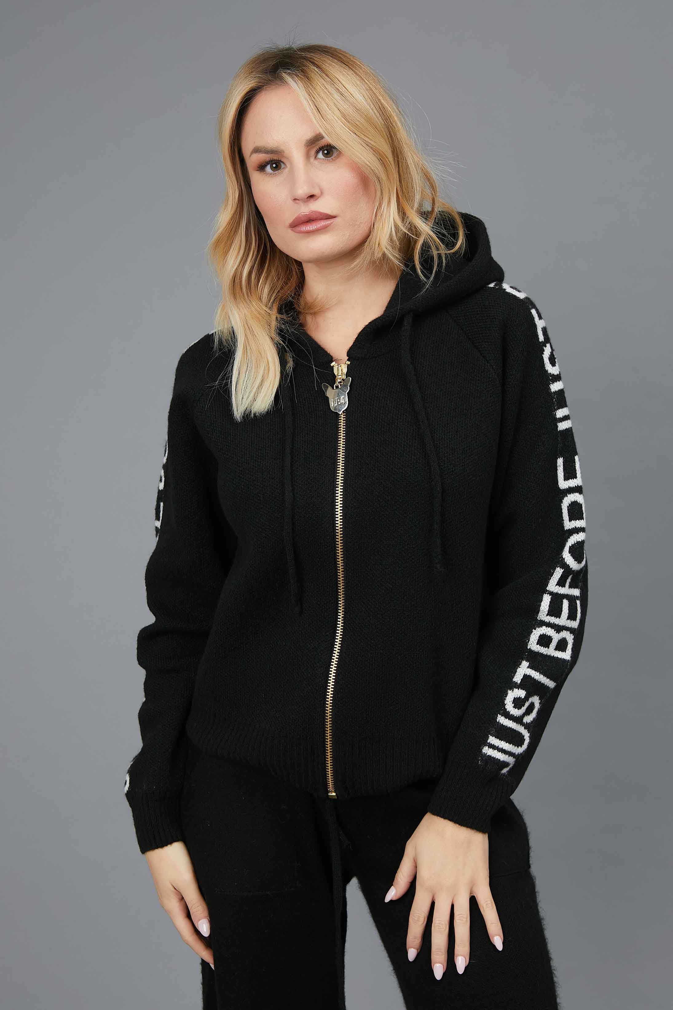 SWEATER ZIP BAND LOGO BLACK