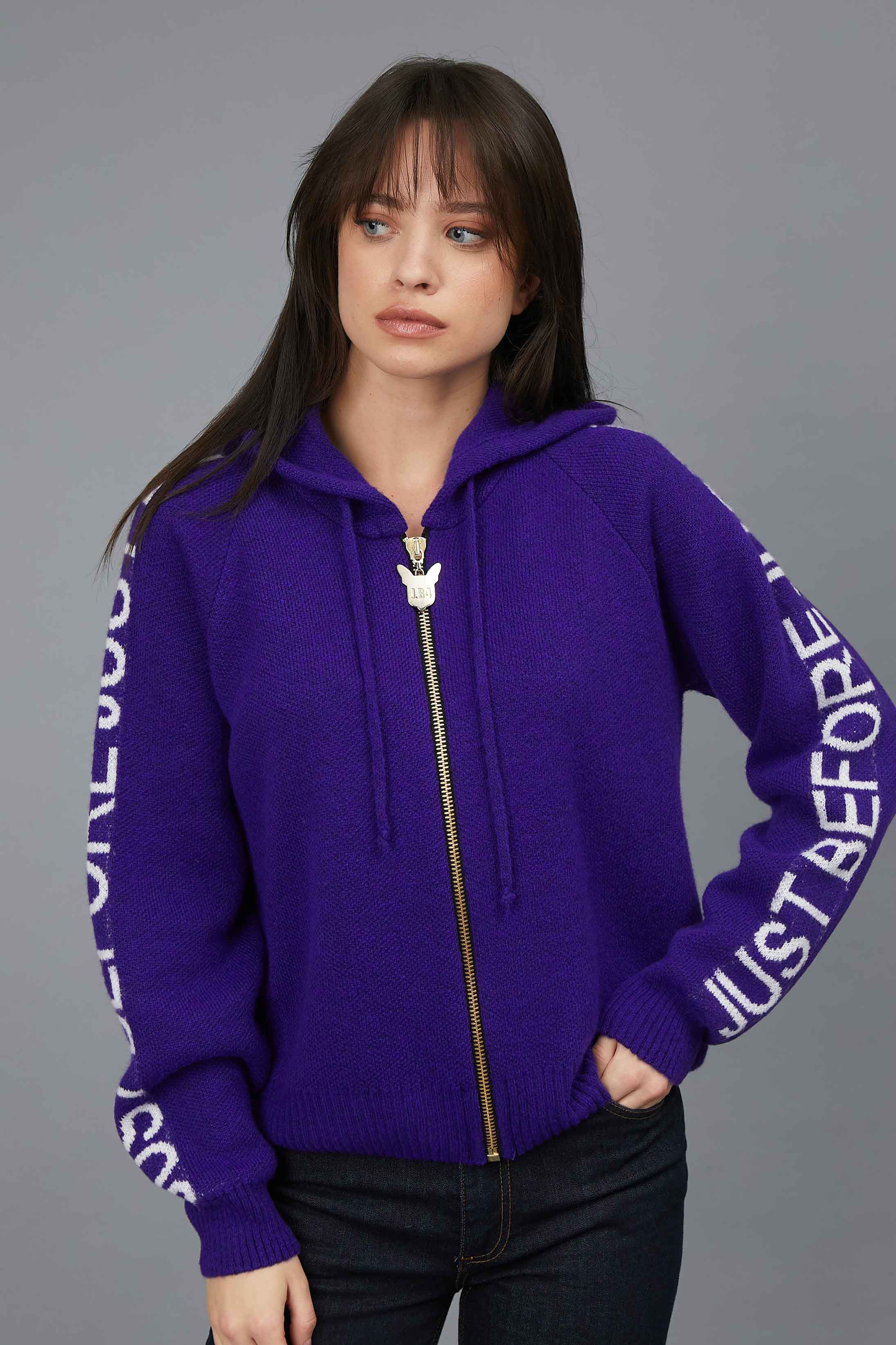 SWEATER ZIP BAND LOGO VIOLET