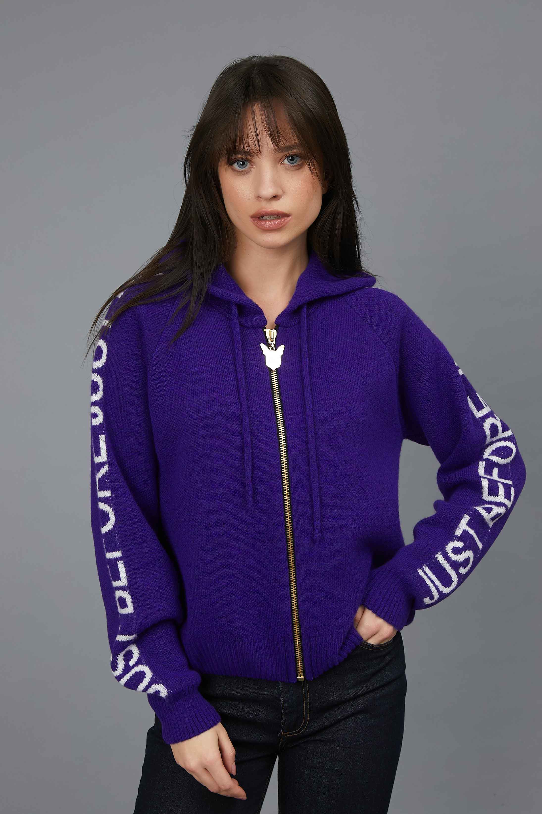 SWEATER ZIP BAND LOGO VIOLET
