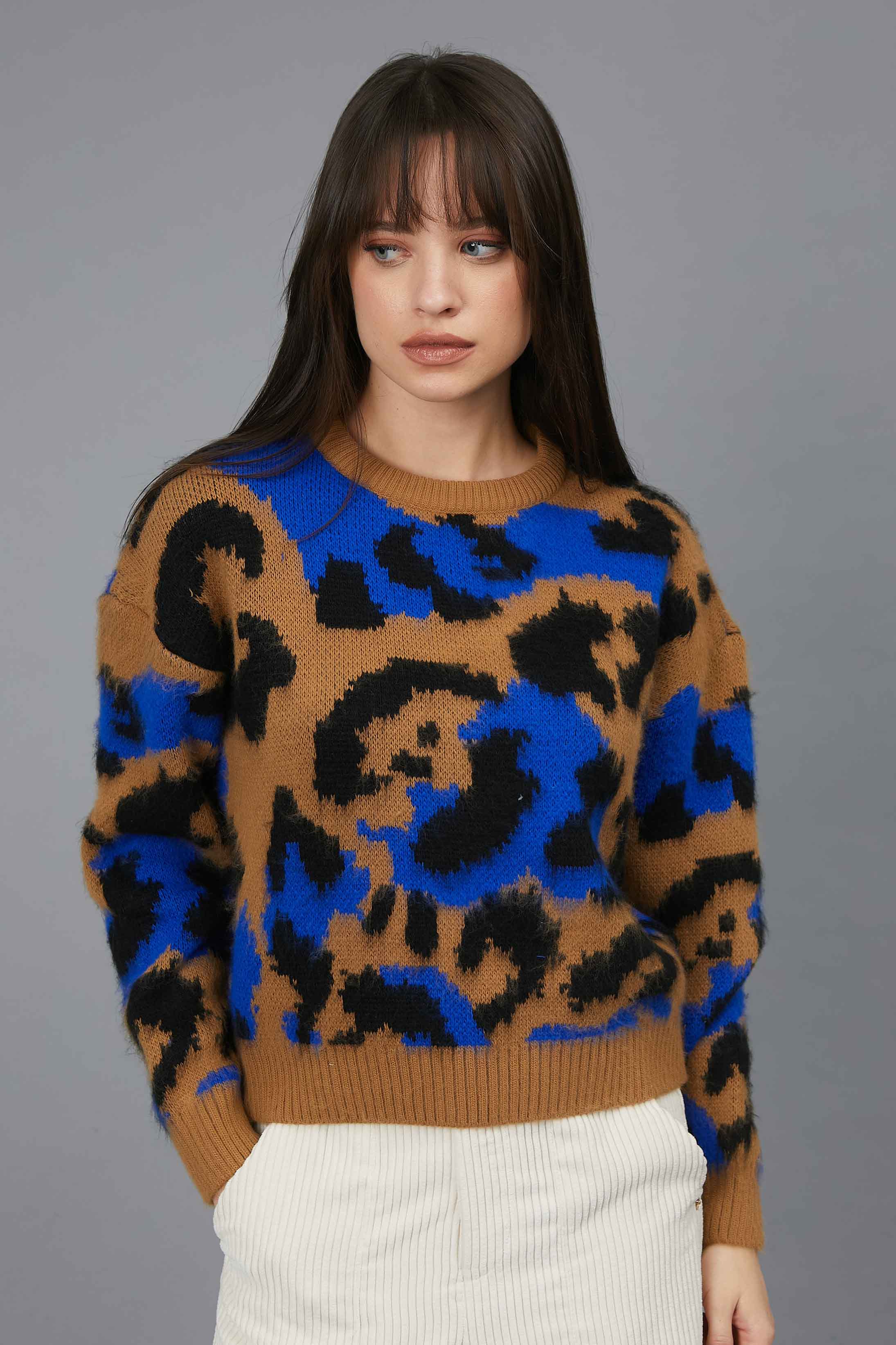 JACQUARD SWEATER ANIMALIER BEIGE