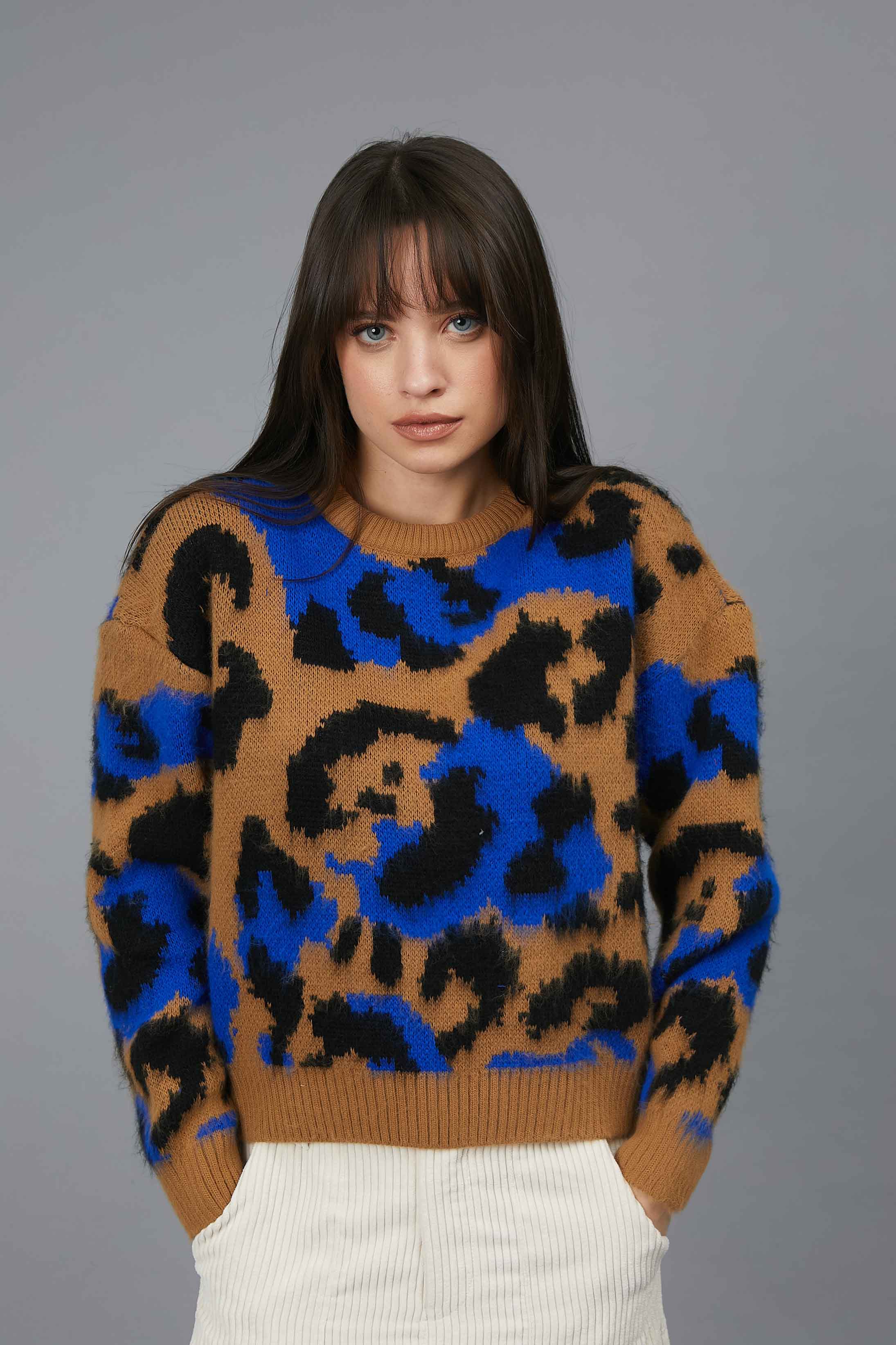 JACQUARD SWEATER ANIMALIER BEIGE