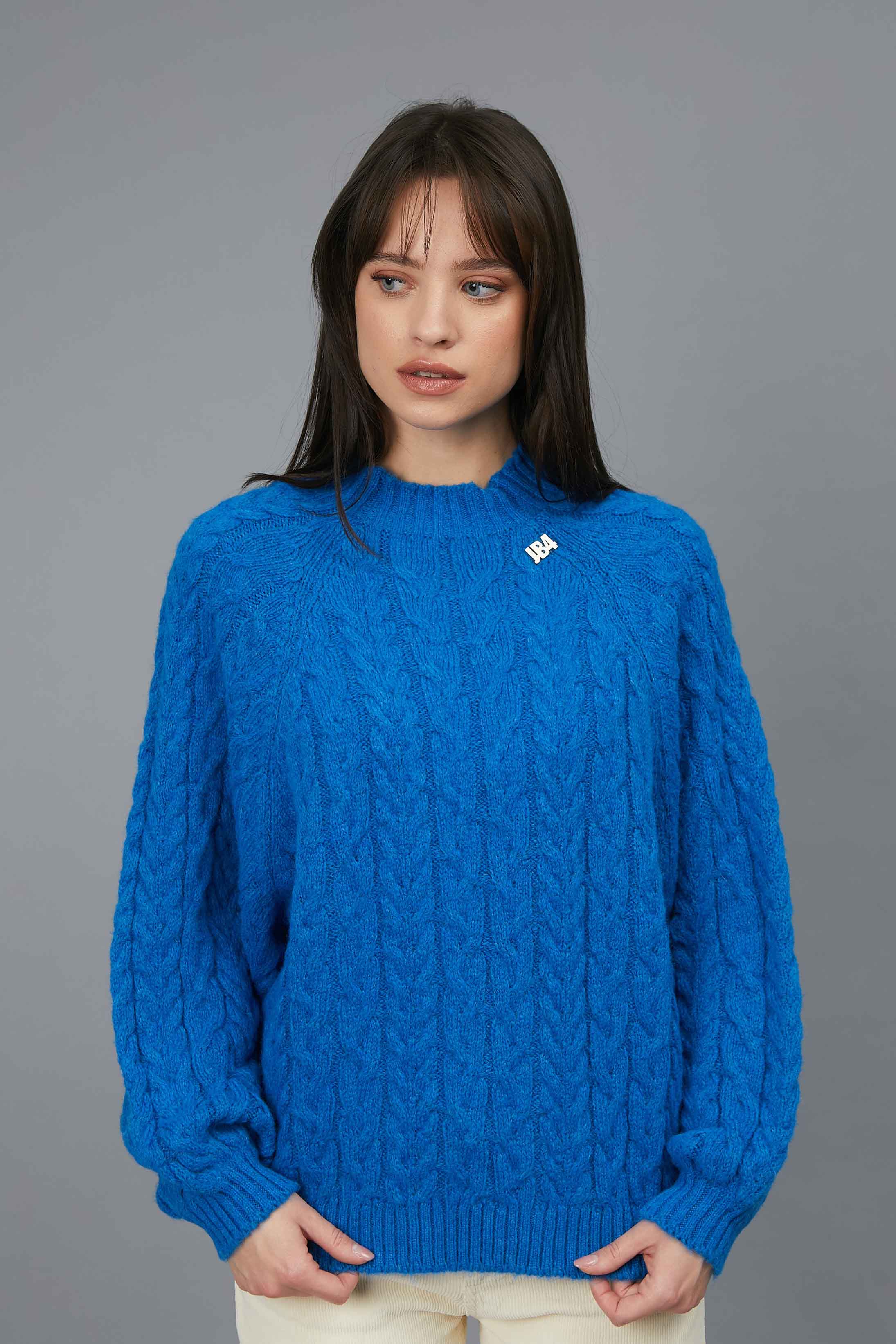 ROYAL BLUE BASIC TRECCE SWEATER