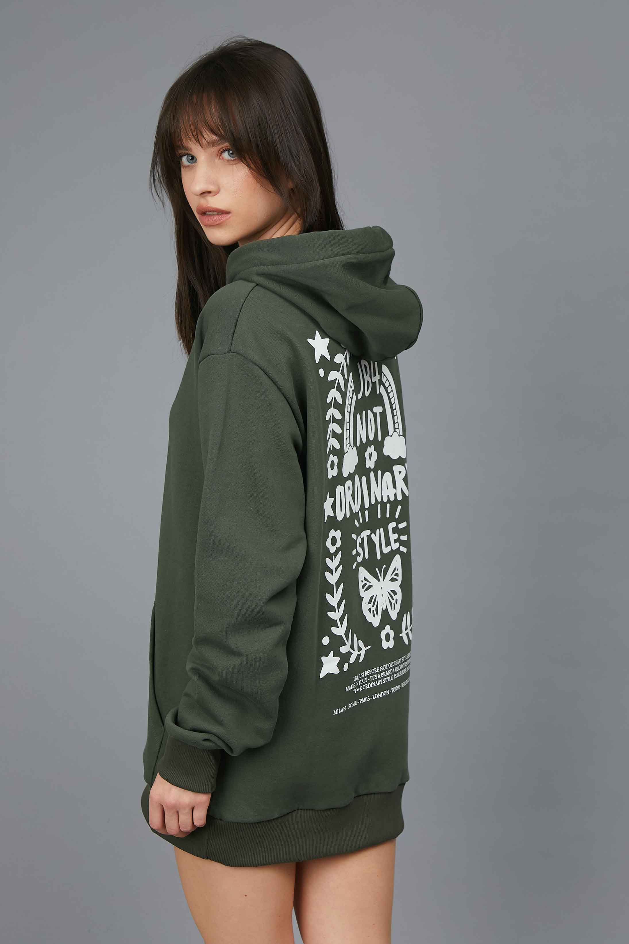 RAINBOW OVER SWEATSHIRT WITH SAGE HOOD