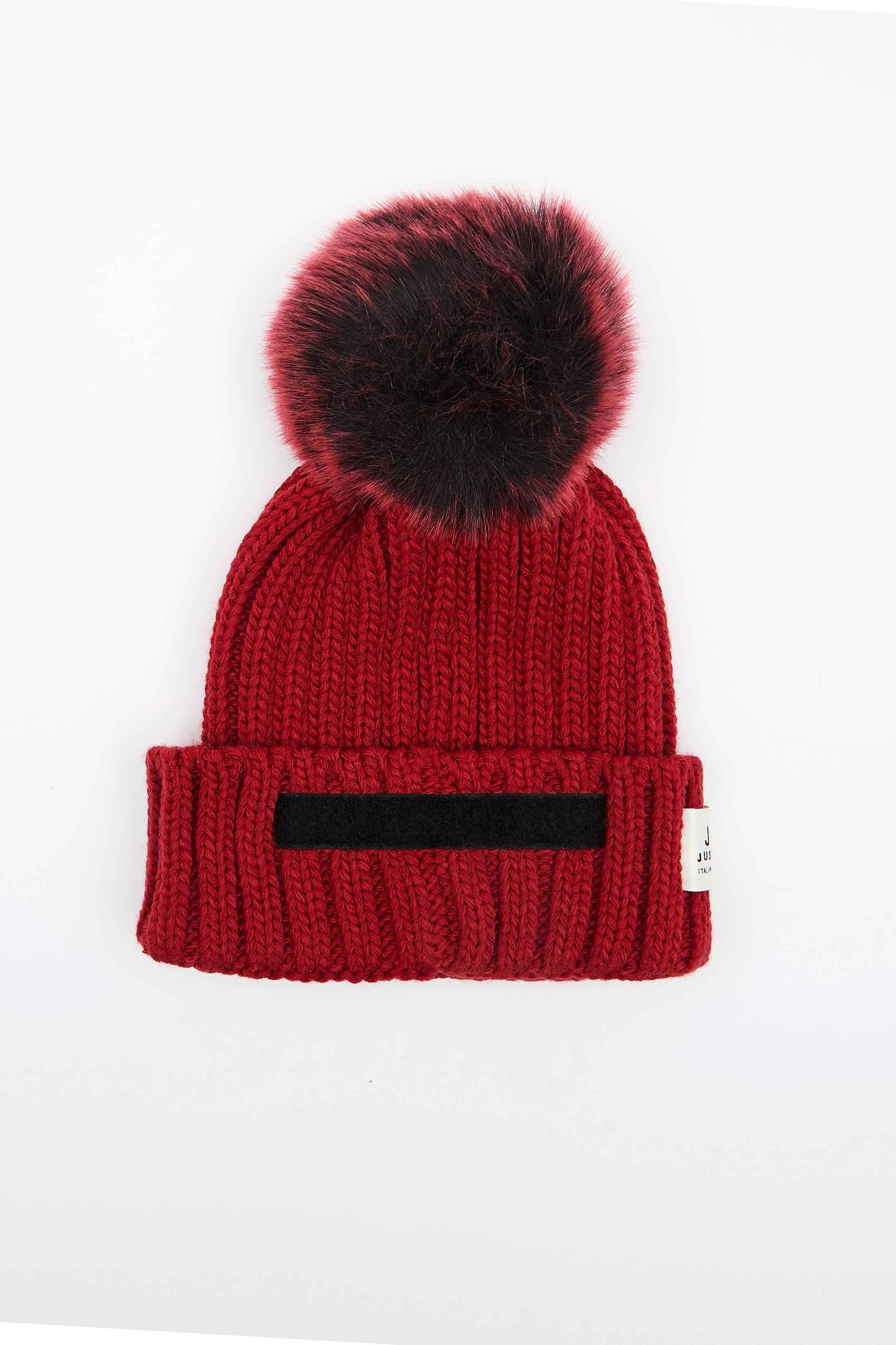 RED SPEAKING POMPON BEANIE