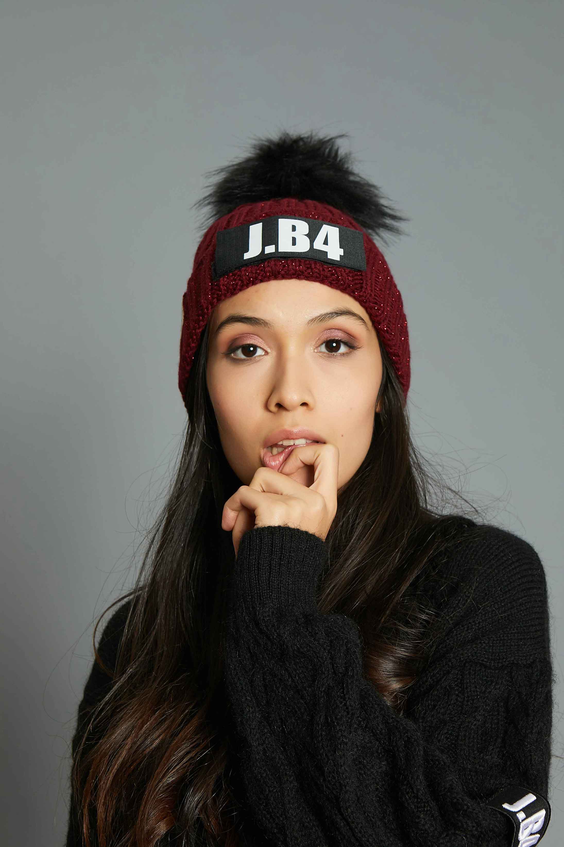 BERRETTO SPEAKING POMPON LUREX BORDEAUX