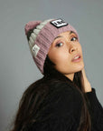 PINK CREAM AND MILITARY GREEN POMPON BEANIE