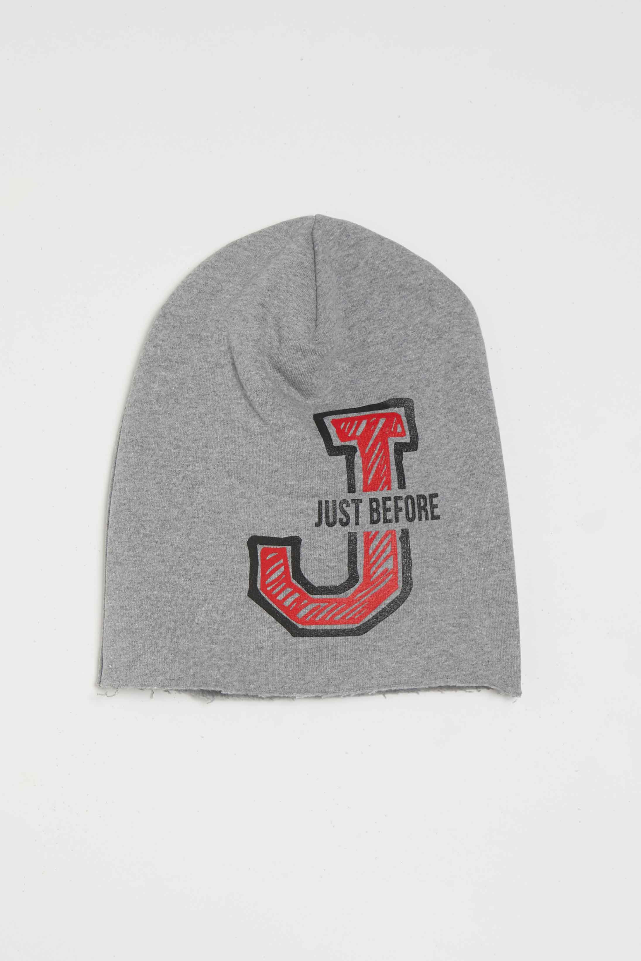 BEANIE GREY FELPA LOGO