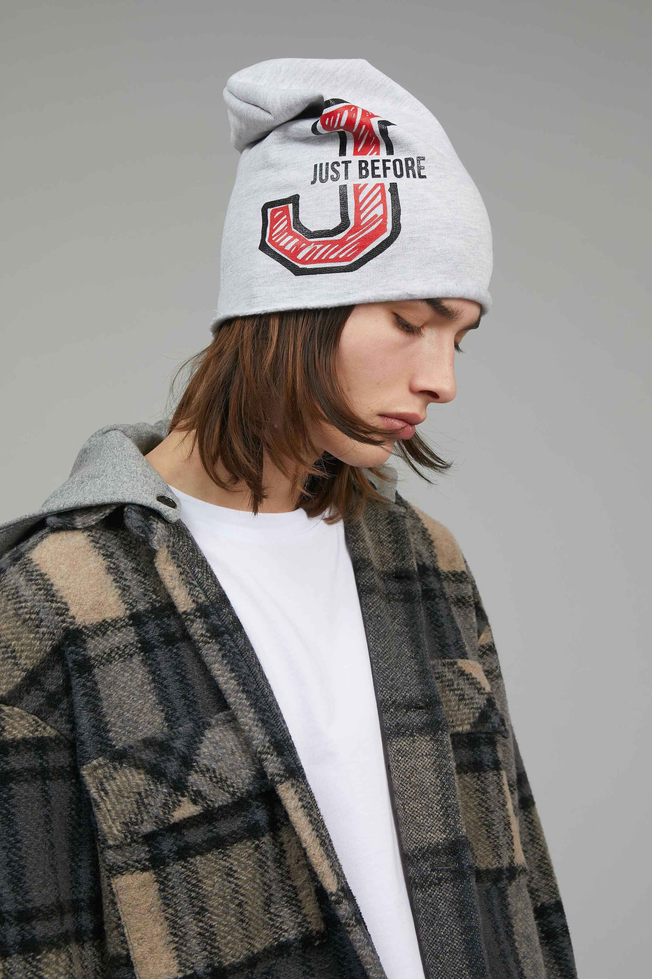beanie grey felpa logo