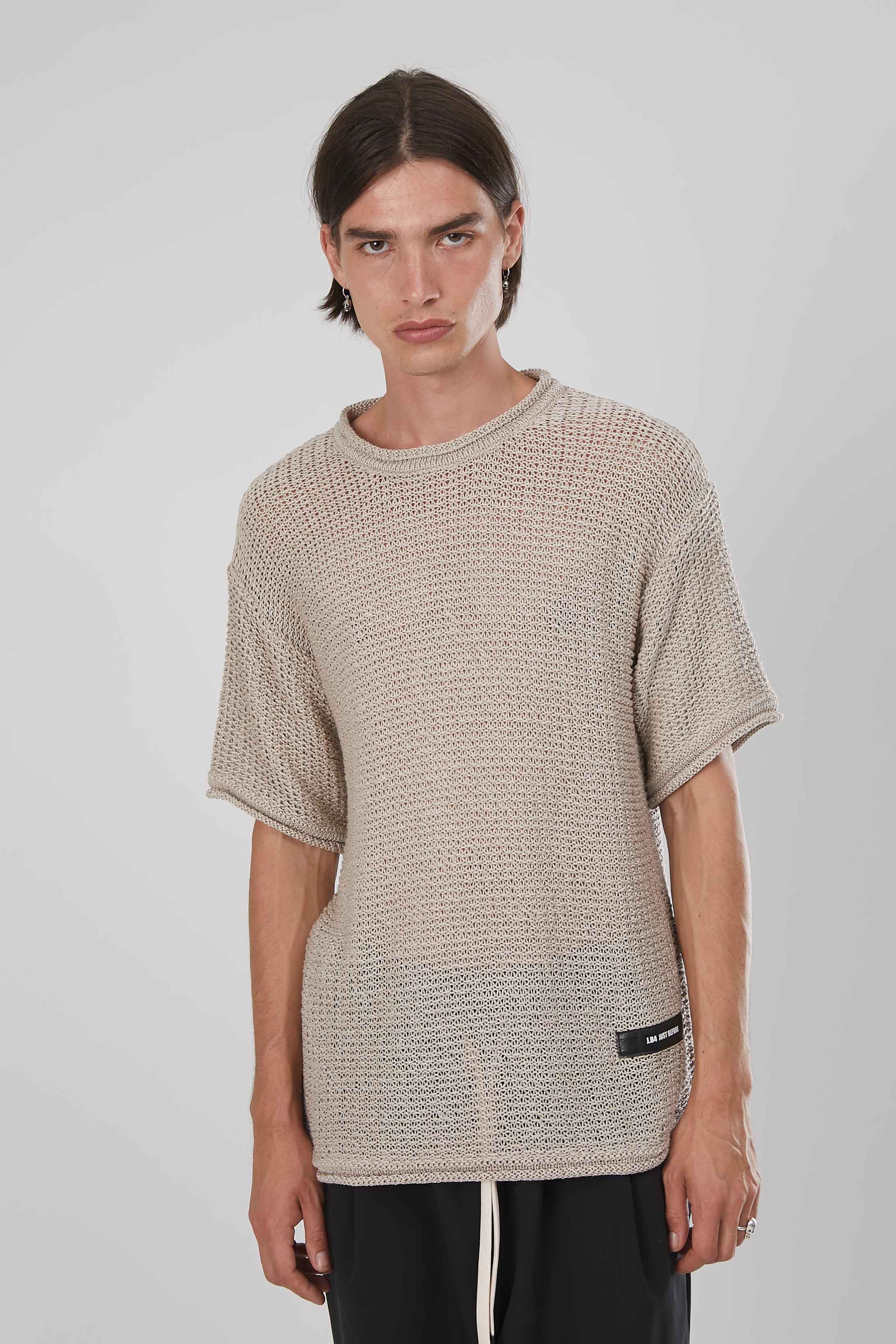 T-SHIRT A RETE BEIGE