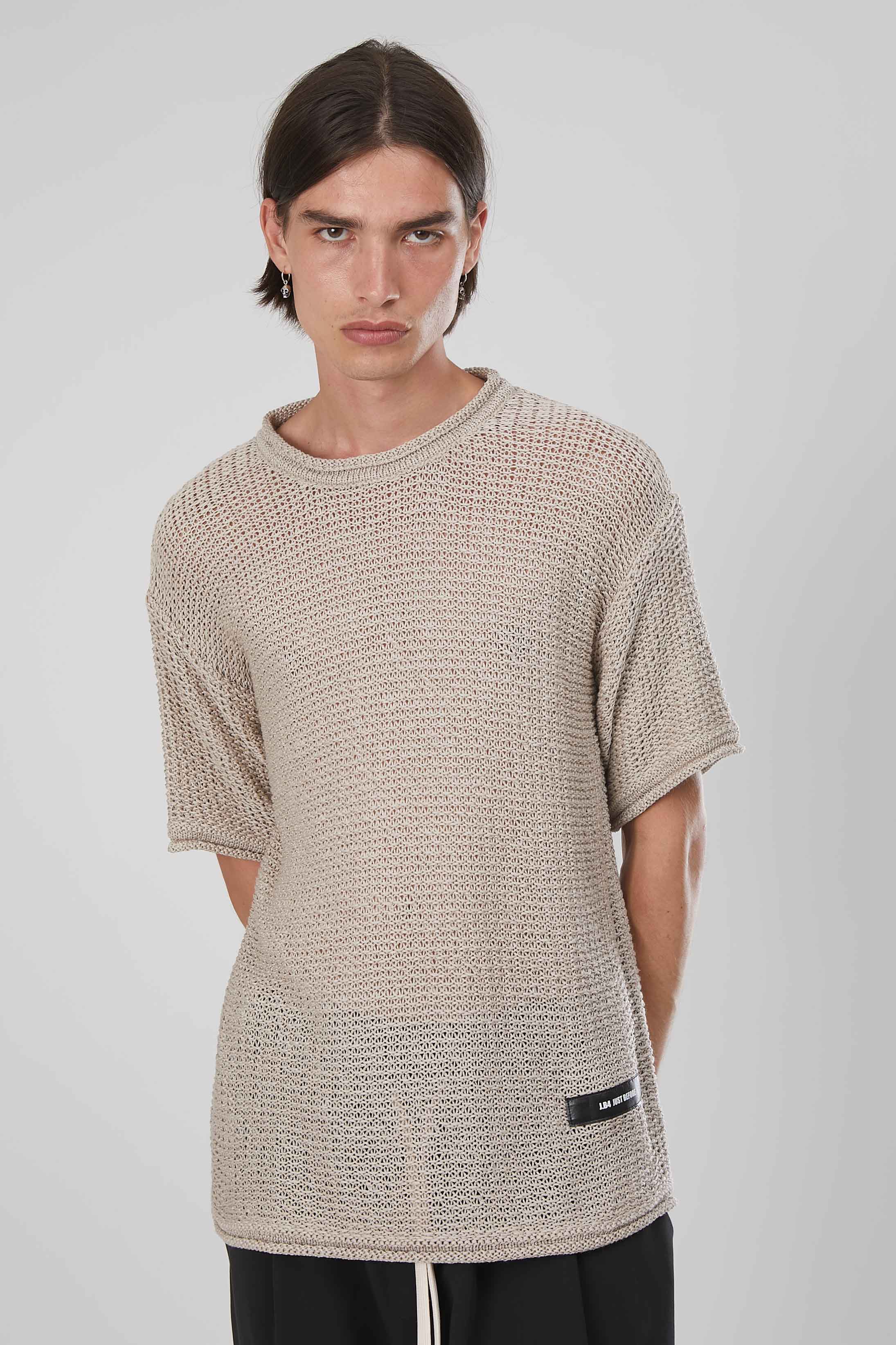 T-SHIRT A RETE BEIGE