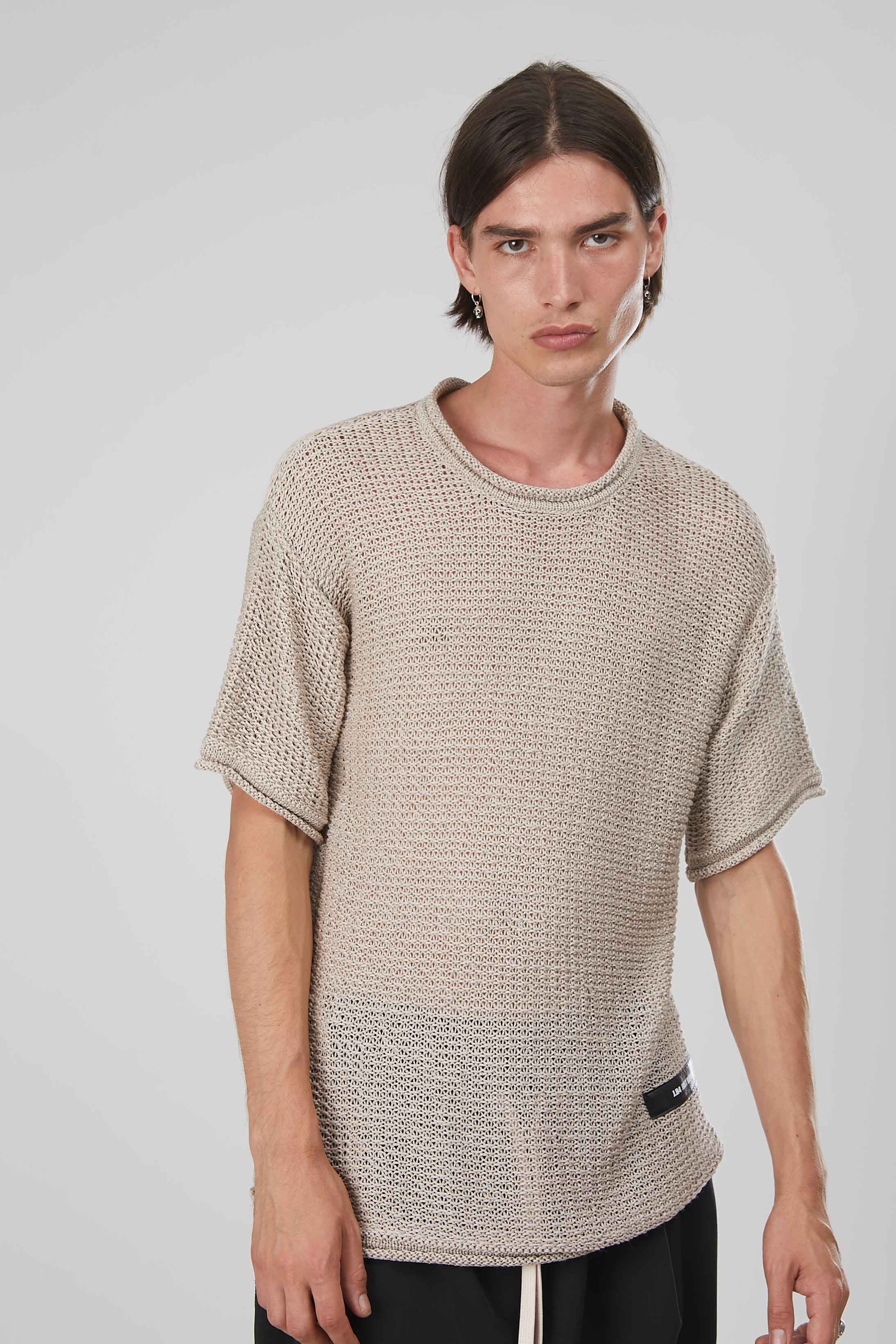 T-SHIRT A RETE BEIGE
