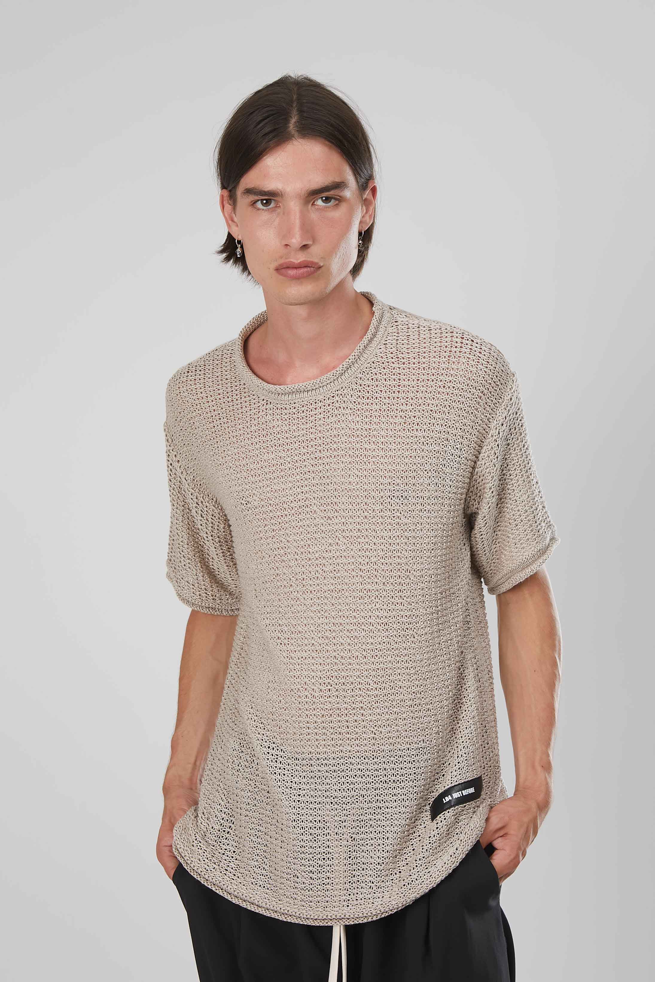T-SHIRT A RETE BEIGE