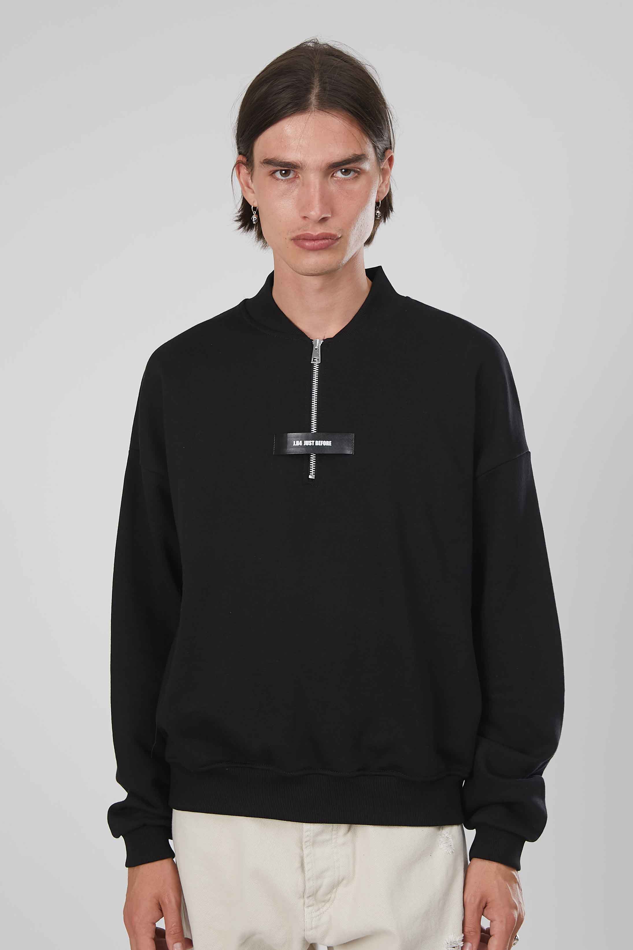 FELPA ZIP CORTA ETICHETTA BLACK