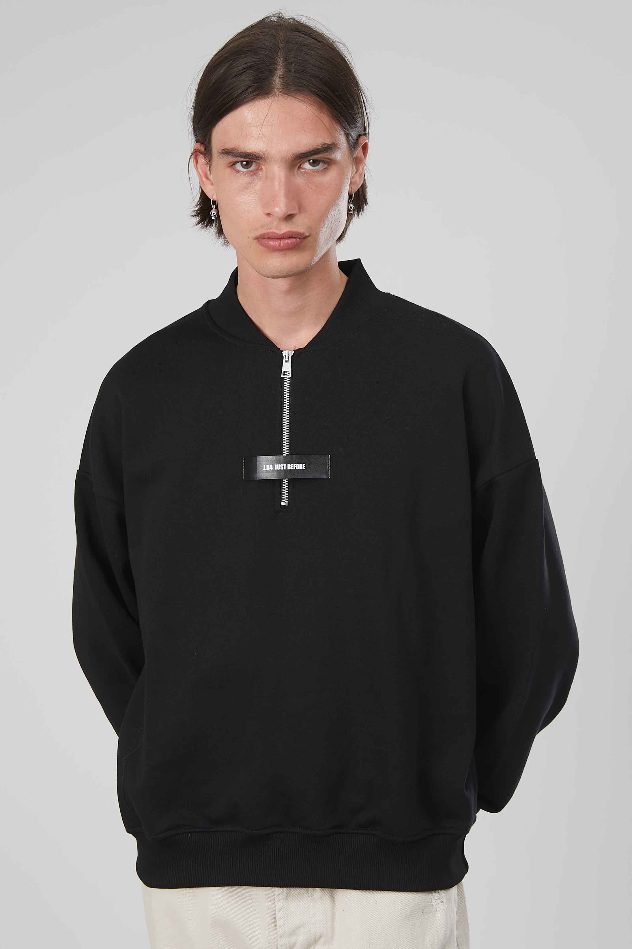 FELPA ZIP CORTA ETICHETTA BLACK