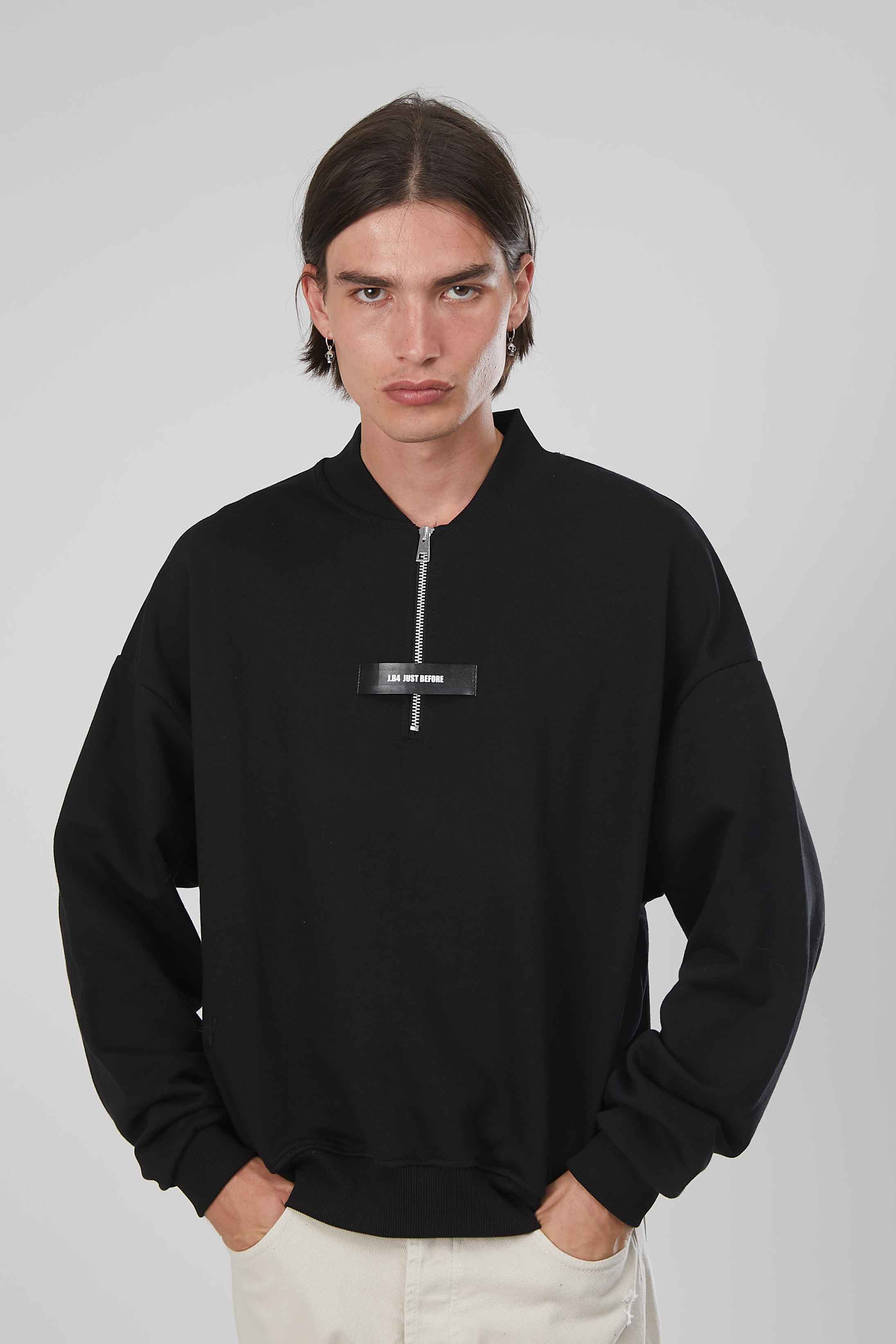 FELPA ZIP CORTA ETICHETTA BLACK