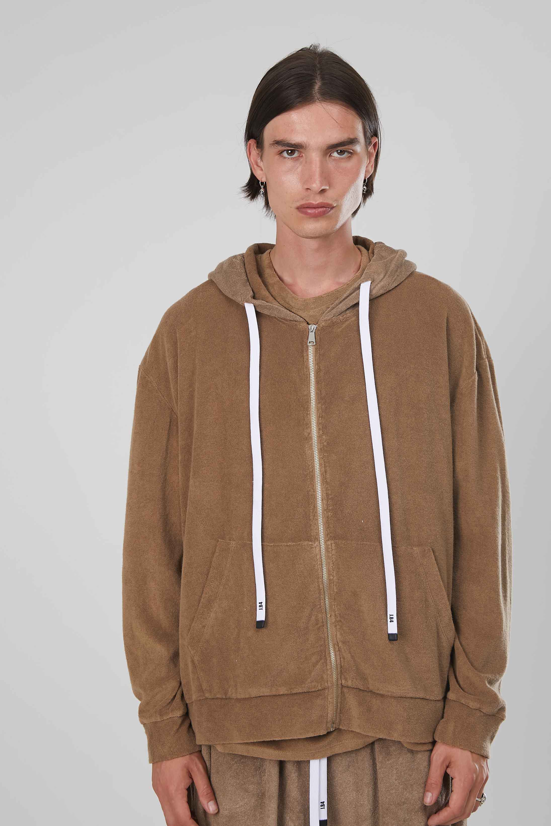 FELPA SPUGNA ZIP BROWN