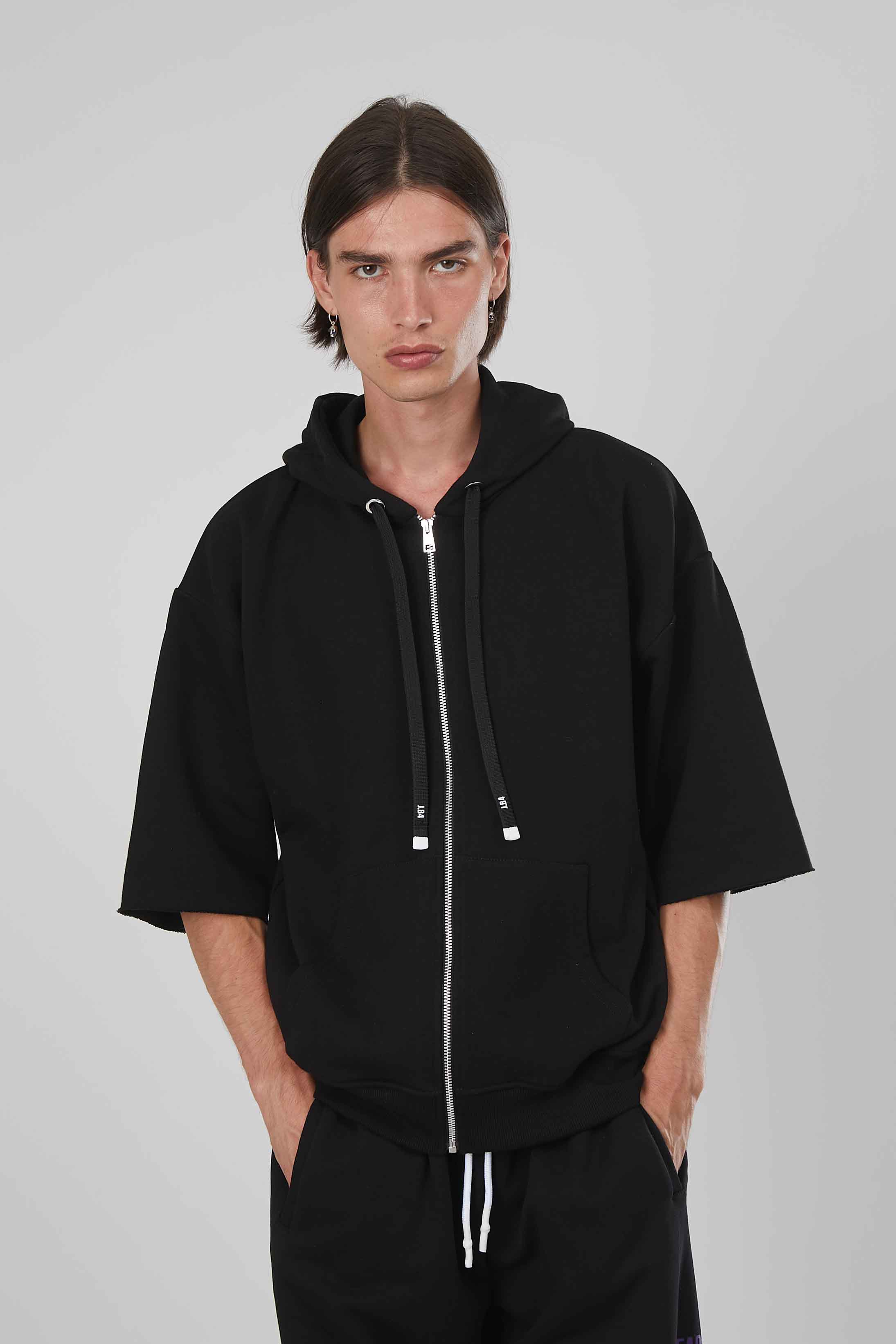 FELPA A MEZZE MANICHE BLACK