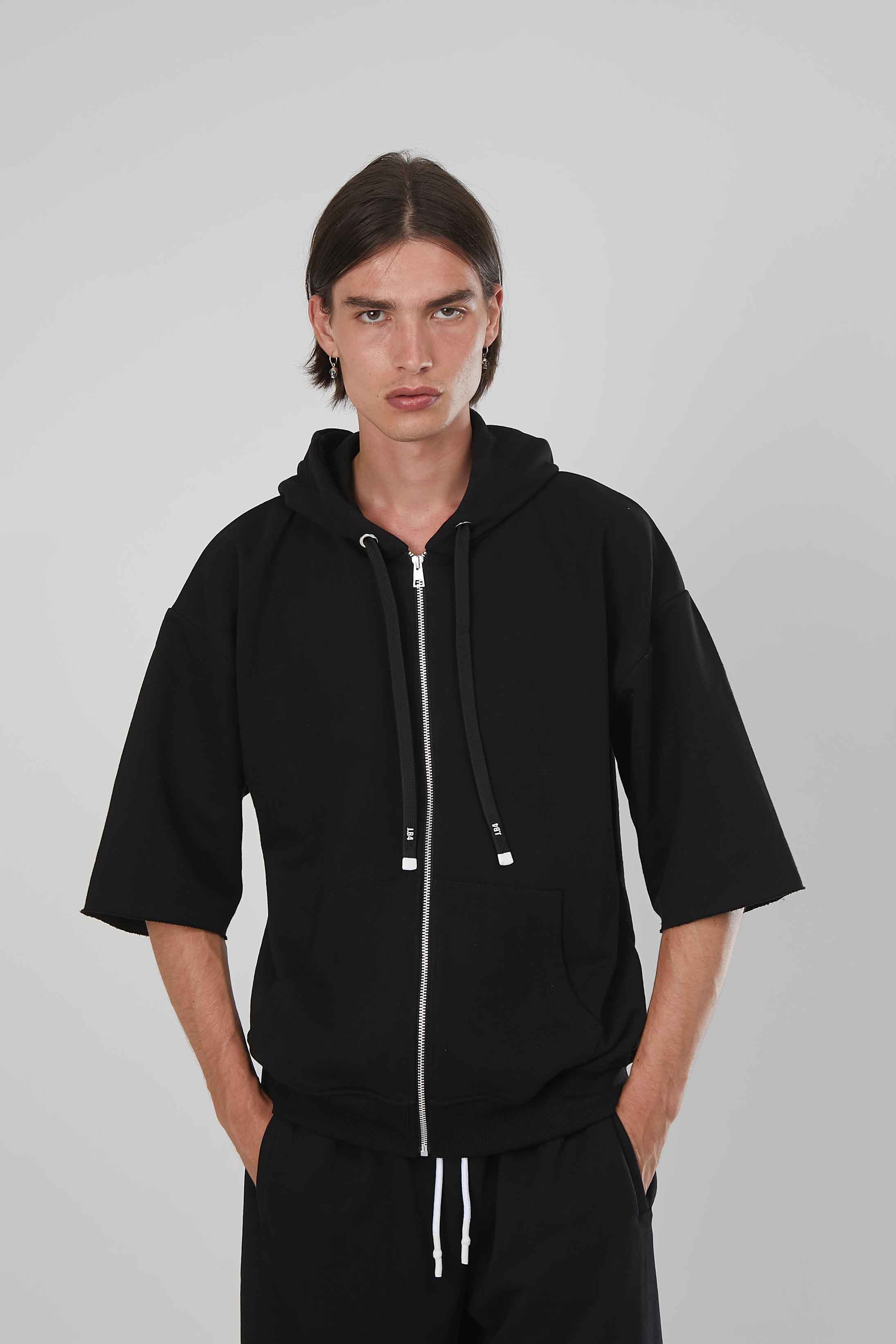 FELPA A MEZZE MANICHE BLACK