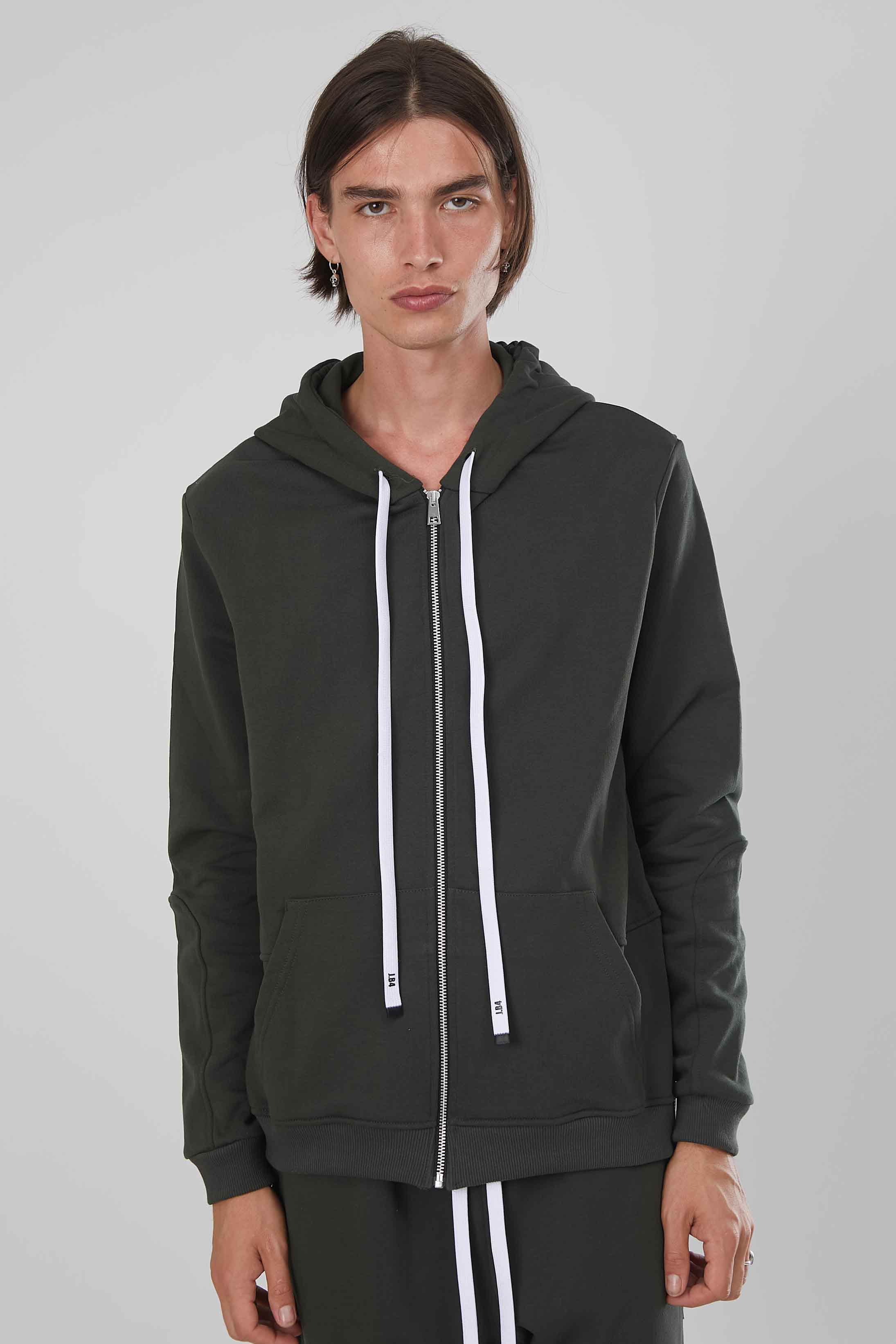 FELPA ZIP LATERALE MILITARY GREEN