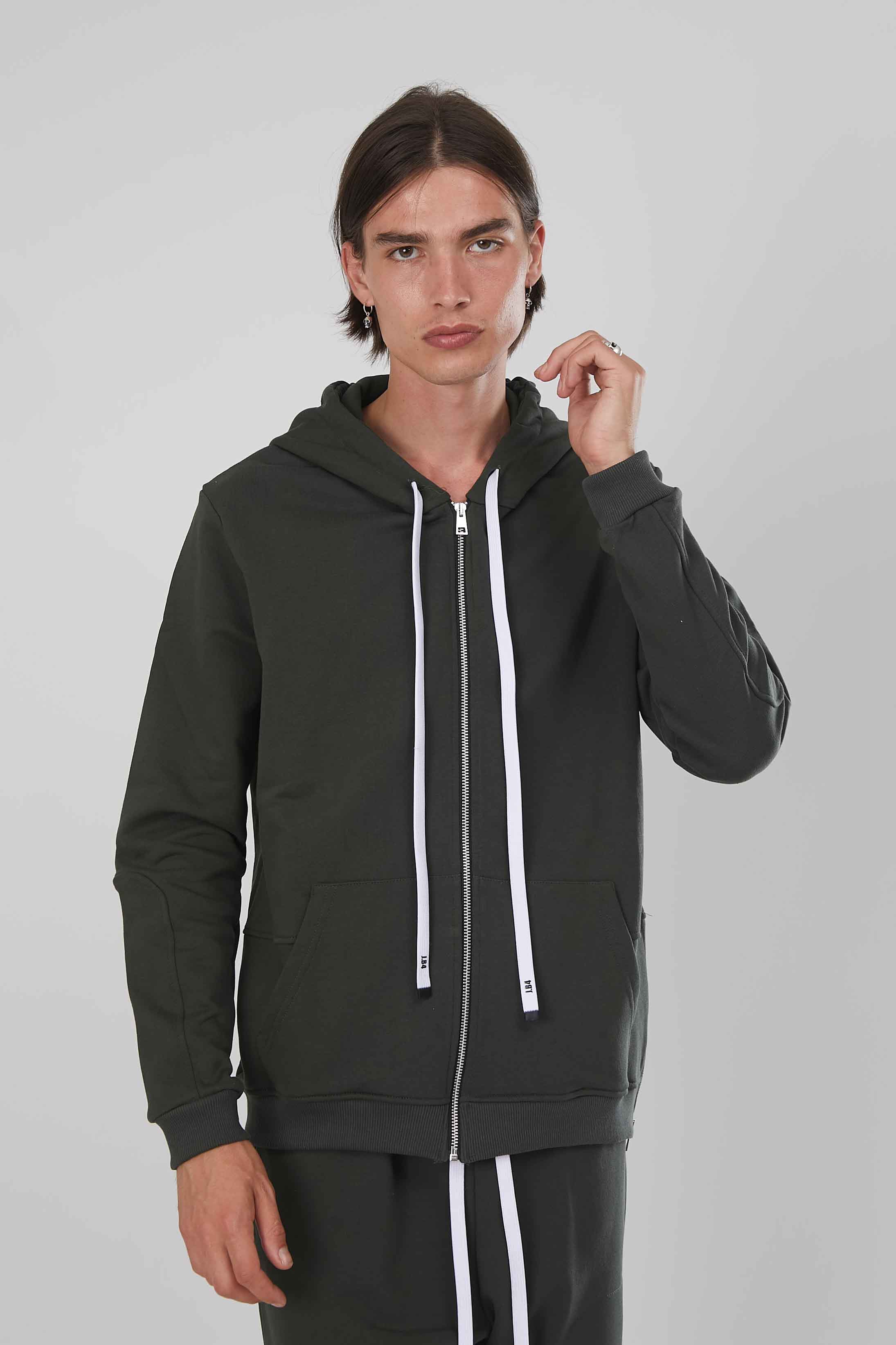 FELPA ZIP LATERALE MILITARY GREEN