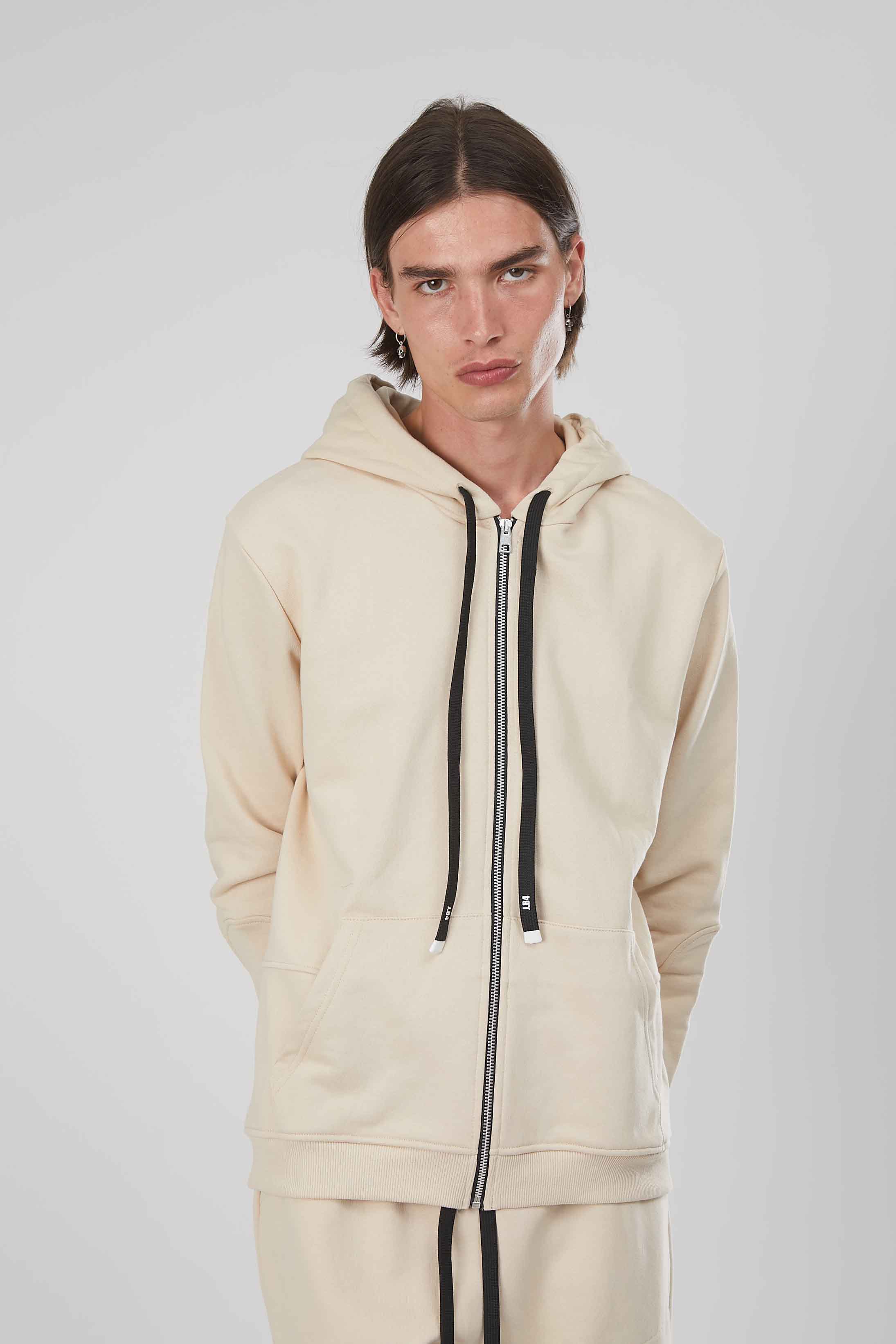 FELPA ZIP LATERALE BEIGE